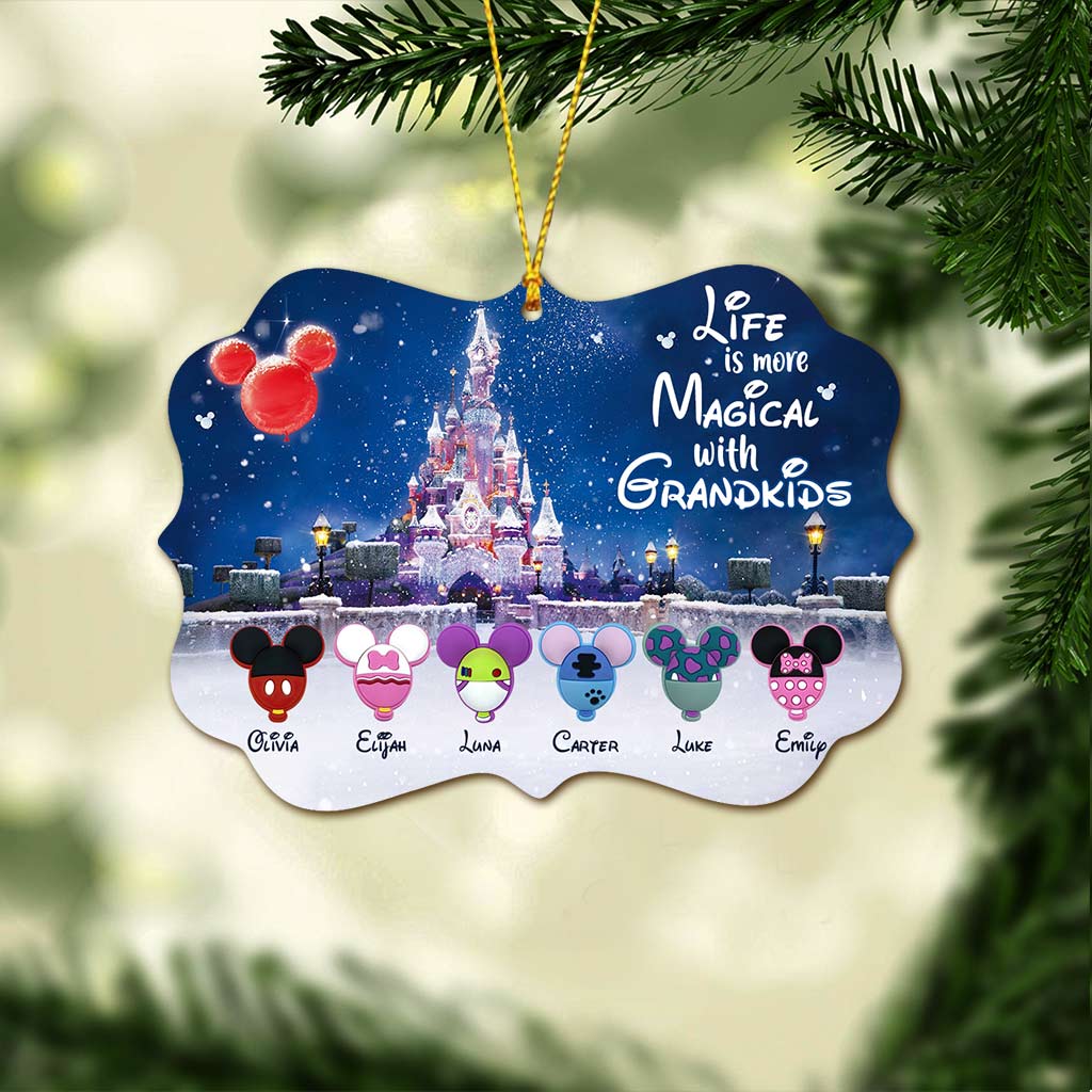 Personalized Christmas Ornament for Grandma with Grandkids Names - Custom Double-Sided Design