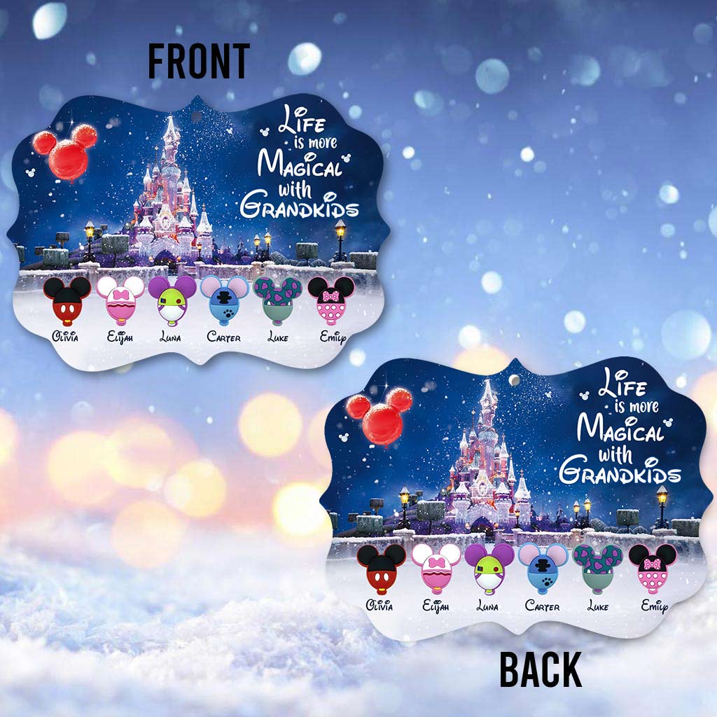 Personalized Christmas Ornament for Grandma with Grandkids Names - Custom Double-Sided Design