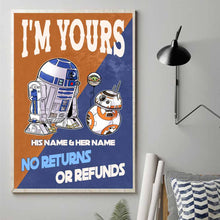 Load image into Gallery viewer, Personalized Star Wars Canvas Print Custom Names Gift for Couples
