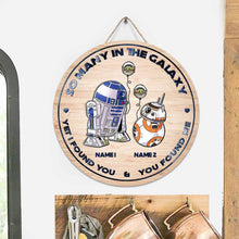 Load image into Gallery viewer, Personalized Round Wood Sign with Names for Star Wars Fans
