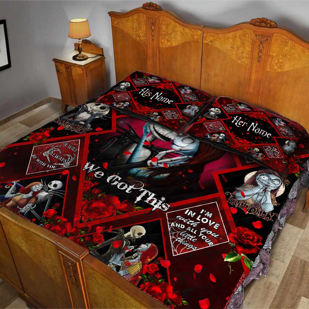 Personalized Nightmare Quilt Set with Custom Names for Couples - Unique Wedding Gift