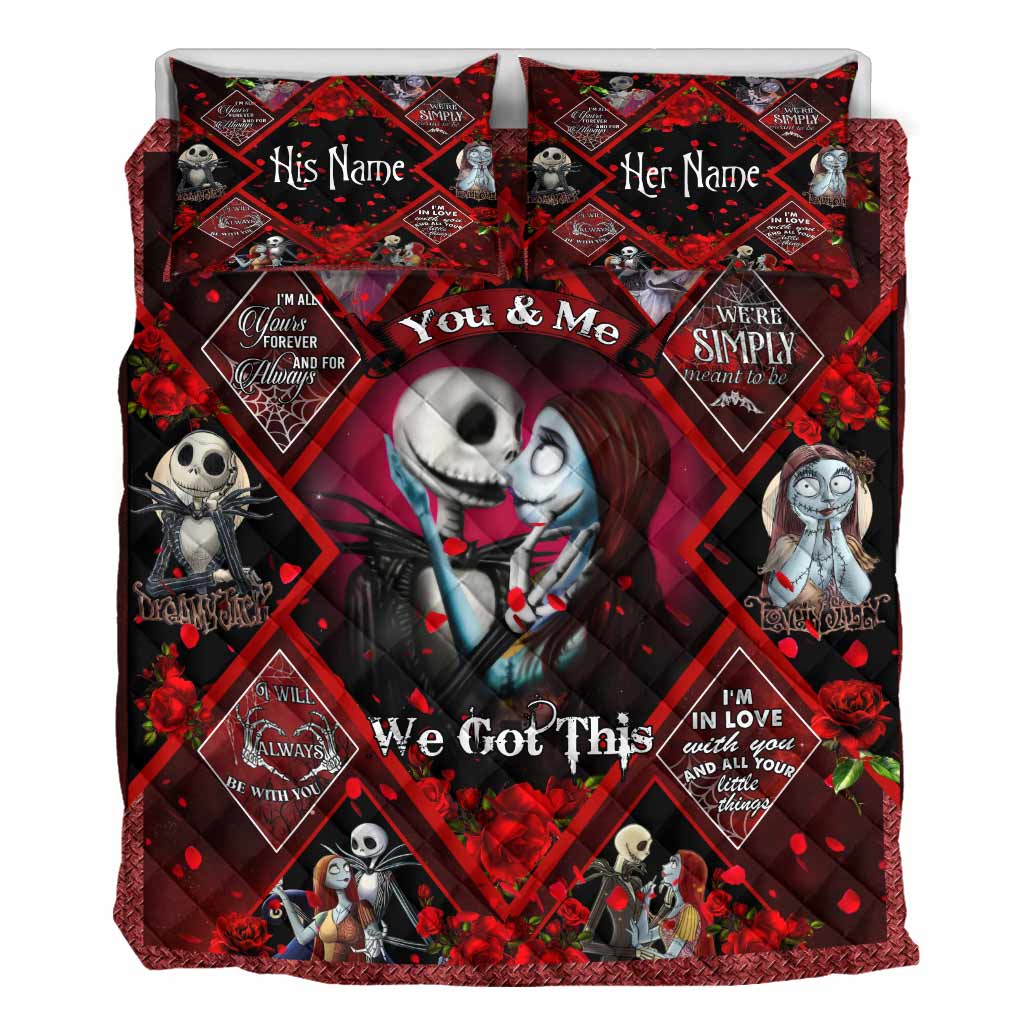 Personalized Nightmare Quilt Set with Custom Names for Couples - Unique Wedding Gift