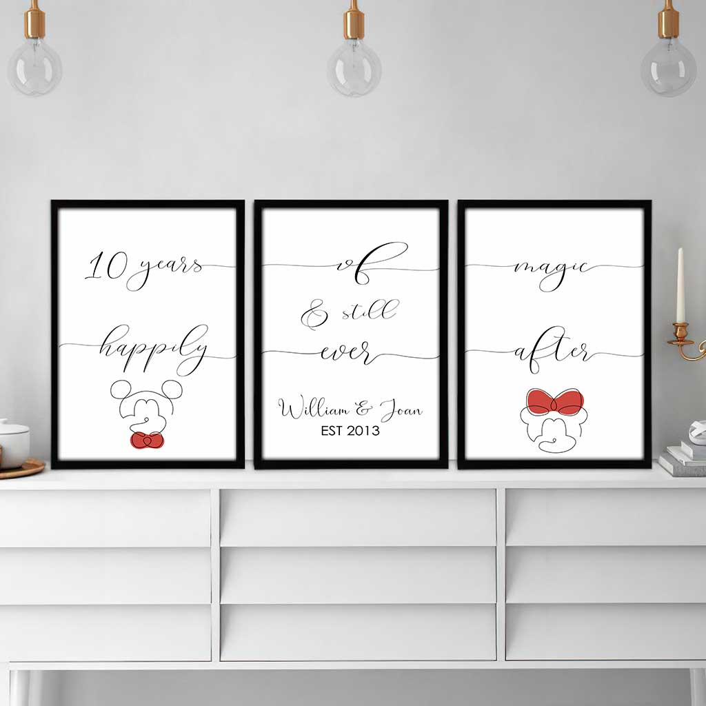 Personalized Mickey Mouse Poster & Canvas Set Custom Couple Gift