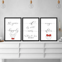 Load image into Gallery viewer, Personalized Mickey Mouse Poster &amp; Canvas Set Custom Couple Gift
