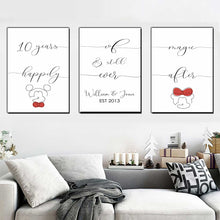 Load image into Gallery viewer, Personalized Mickey Mouse Poster &amp; Canvas Set Custom Couple Gift

