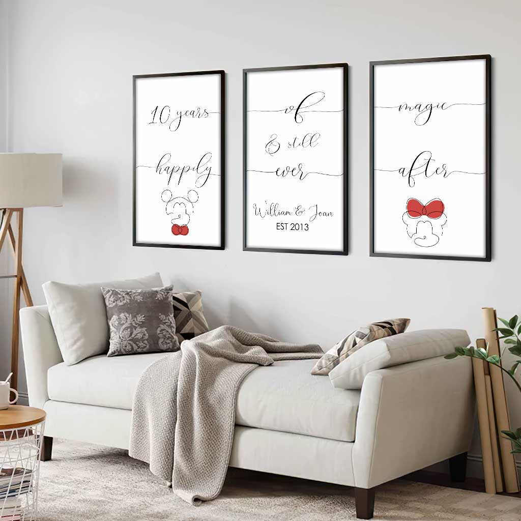 Personalized Mickey Mouse Poster & Canvas Set Custom Couple Gift