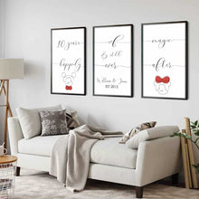 Load image into Gallery viewer, Personalized Mickey Mouse Poster &amp; Canvas Set Custom Couple Gift
