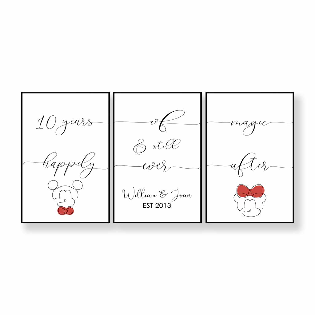 Personalized Mickey Mouse Poster & Canvas Set Custom Couple Gift