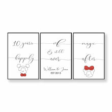 Load image into Gallery viewer, Personalized Mickey Mouse Poster &amp; Canvas Set Custom Couple Gift
