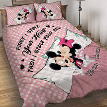 Load image into Gallery viewer, Personalized Minnie Mouse Quilt Set Custom Name Gift for Couples
