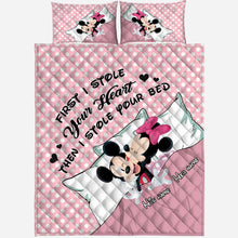 Load image into Gallery viewer, Personalized Minnie Mouse Quilt Set Custom Name Gift for Couples
