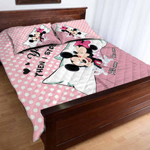 Load image into Gallery viewer, Personalized Minnie Mouse Quilt Set Custom Name Gift for Couples

