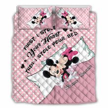 Load image into Gallery viewer, Personalized Minnie Mouse Quilt Set Custom Name Gift for Couples
