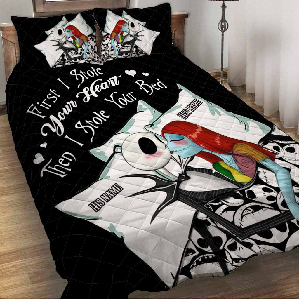 Personalized Nightmare Before Christmas Quilt Set with Custom Names for Couples