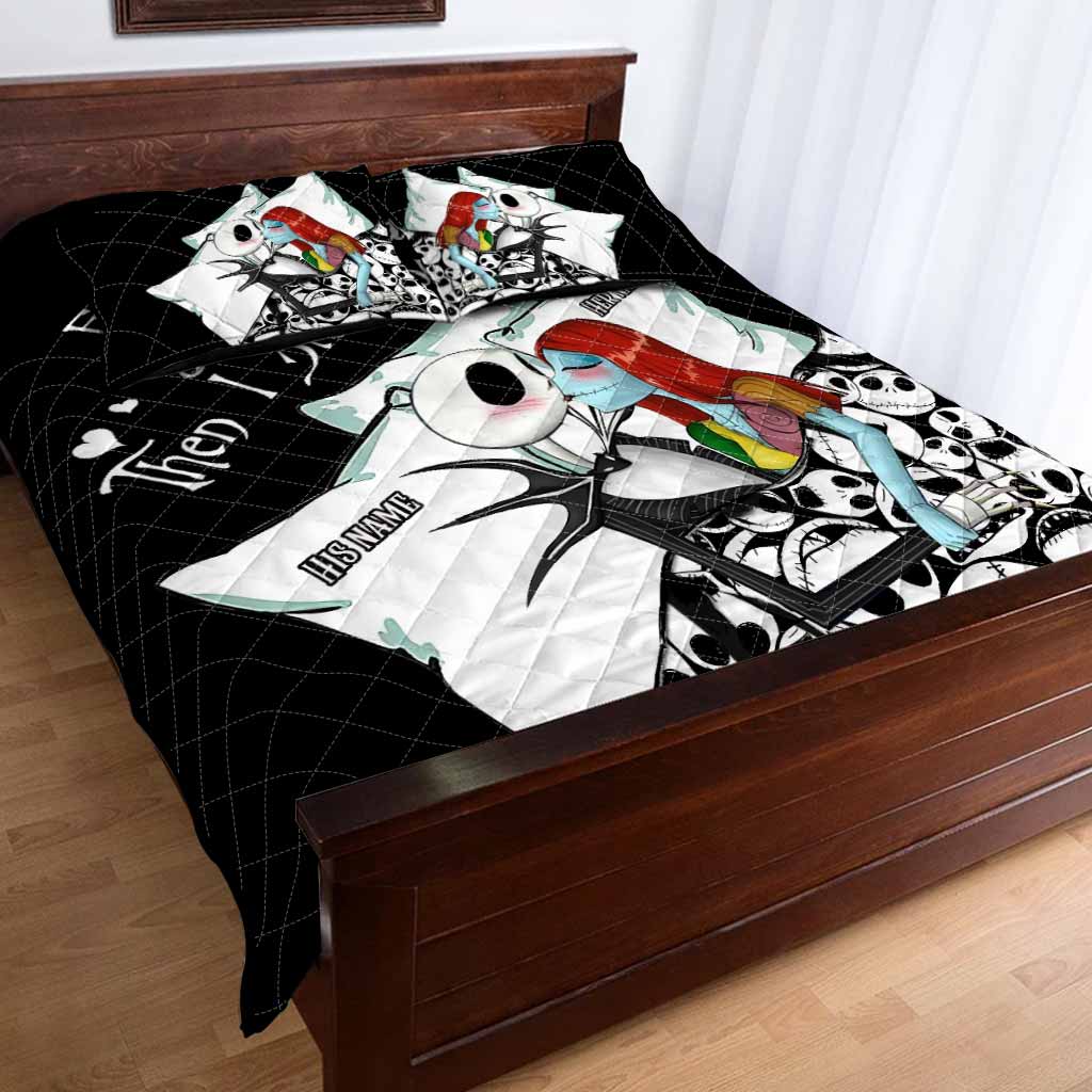 Personalized Nightmare Before Christmas Quilt Set with Custom Names for Couples
