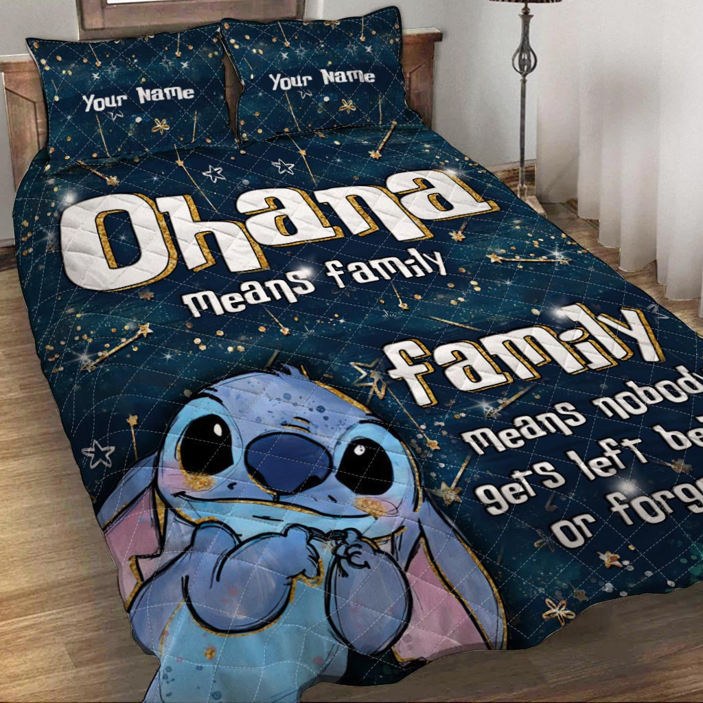 Personalized Ohana Quilt Set Custom Name Family Gift