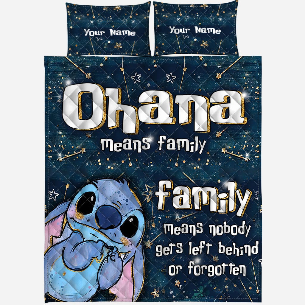 Personalized Ohana Quilt Set Custom Name Family Gift