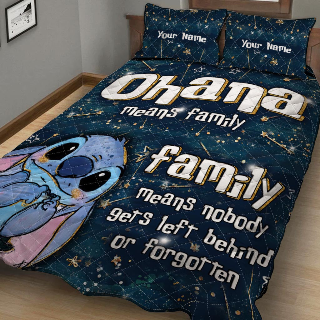 Personalized Ohana Quilt Set Custom Name Family Gift