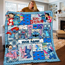 Load image into Gallery viewer, Personalized Lilo &amp; Stitch Quilt Custom Name Gift for Family
