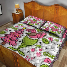 Load image into Gallery viewer, Personalized Grinch Christmas Quilt Set with Pillow Covers

