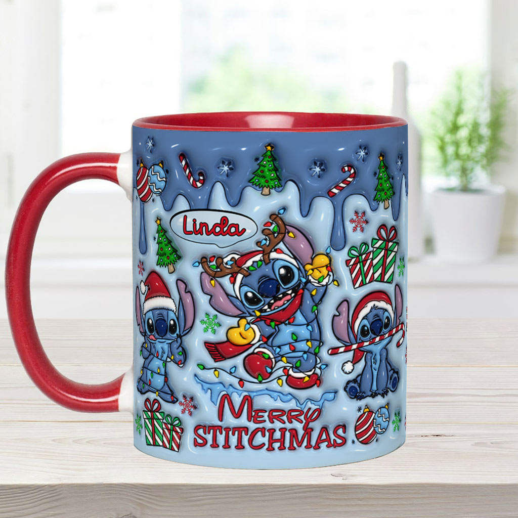 Personalized Merry Stitchmas Ohana Accent Mug Gift for Mom