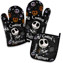 Load image into Gallery viewer, Personalized Nightmare Oven Mitt and Pot Holder Set Gift for Cooking Enthusiasts
