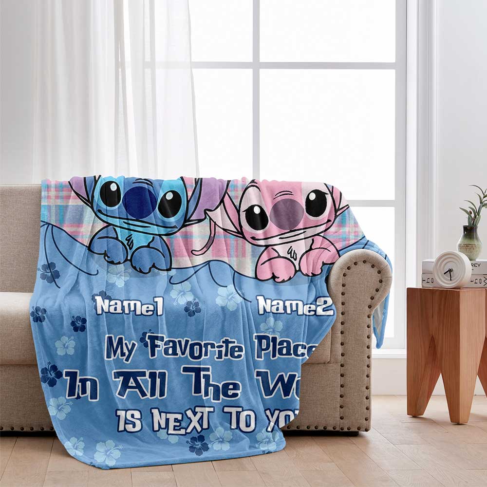 Personalized Ohana Blanket Custom Names Gift for Couples