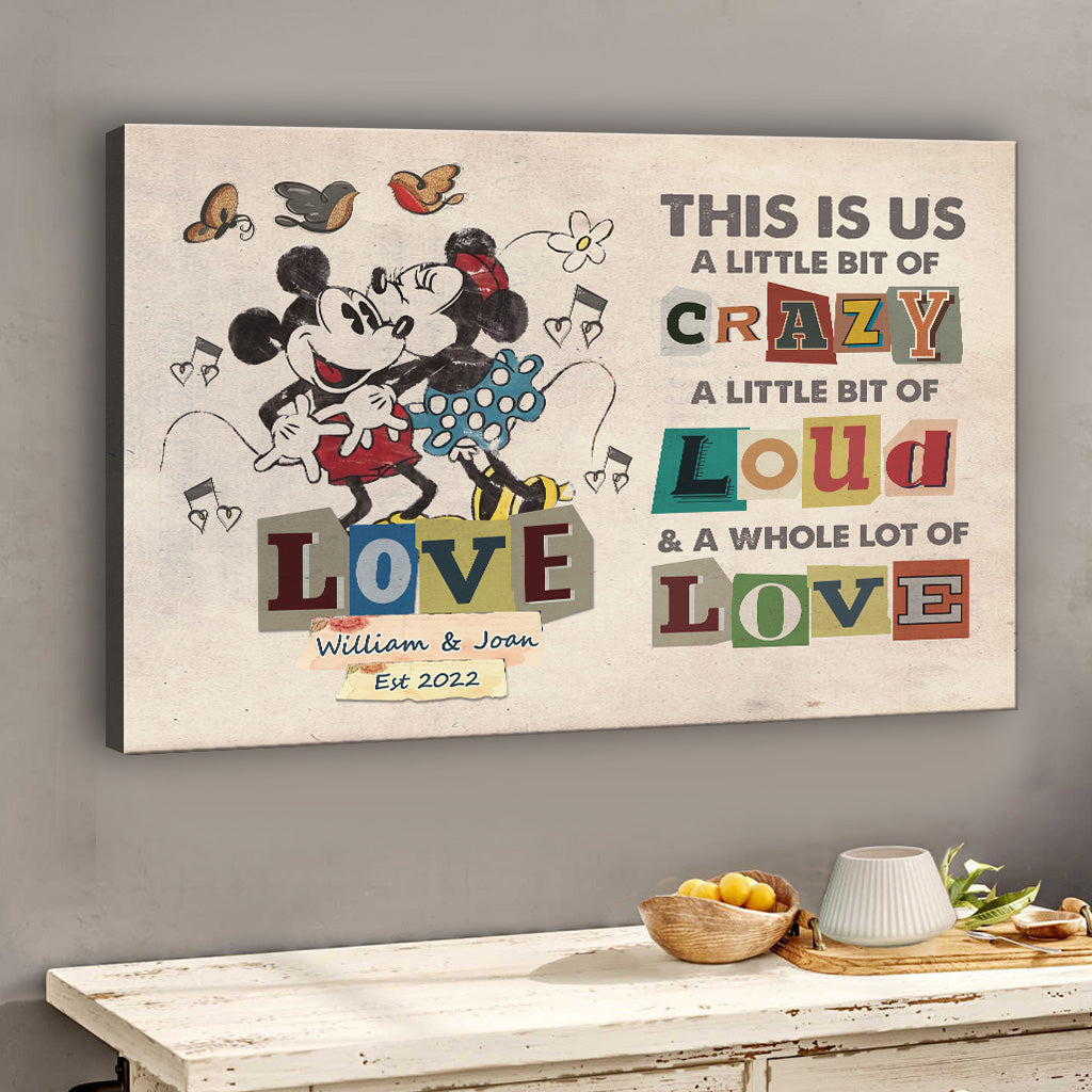 Personalized Disney Couple Canvas Print Custom Name Gift