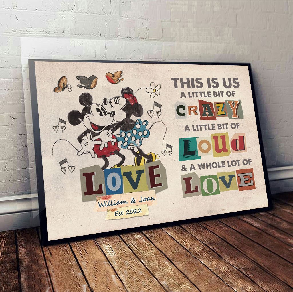 Personalized Disney Couple Canvas Print Custom Name Gift