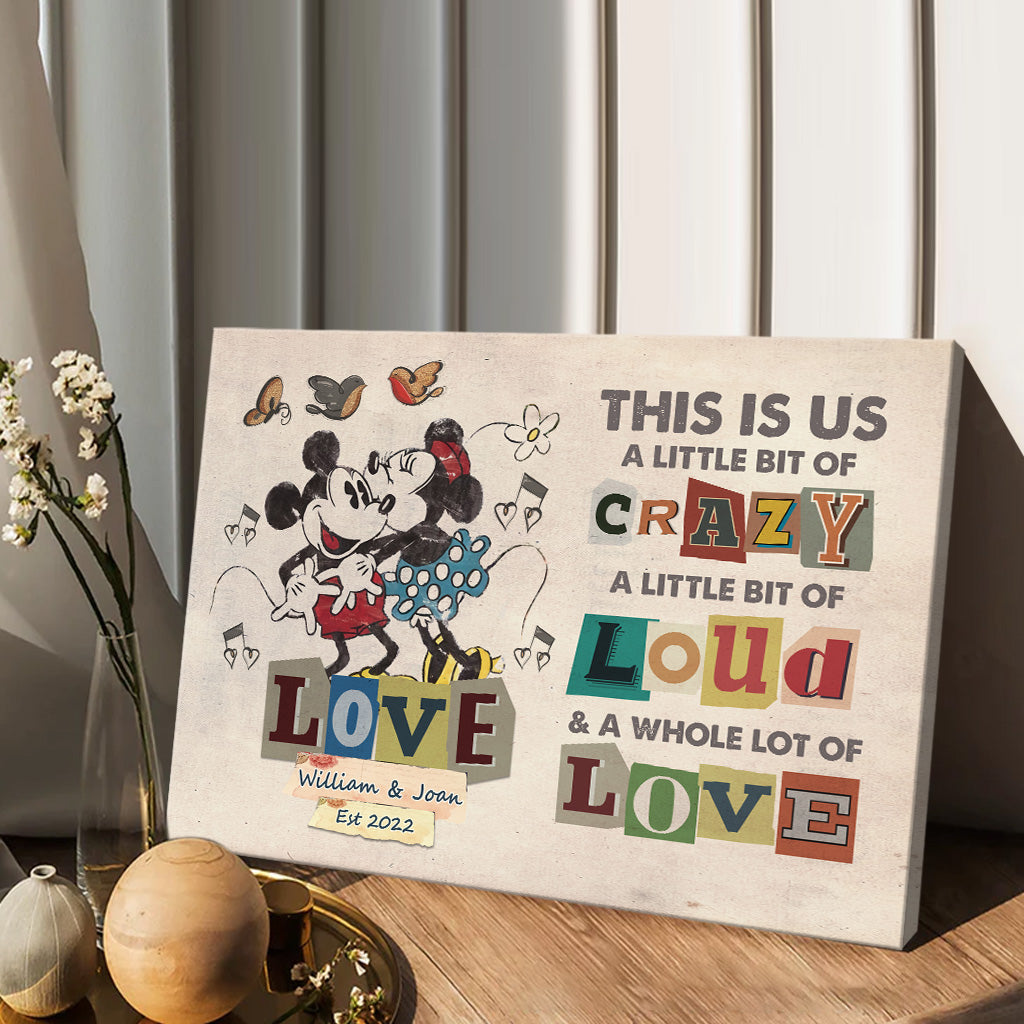 Personalized Disney Couple Canvas Print Custom Name Gift