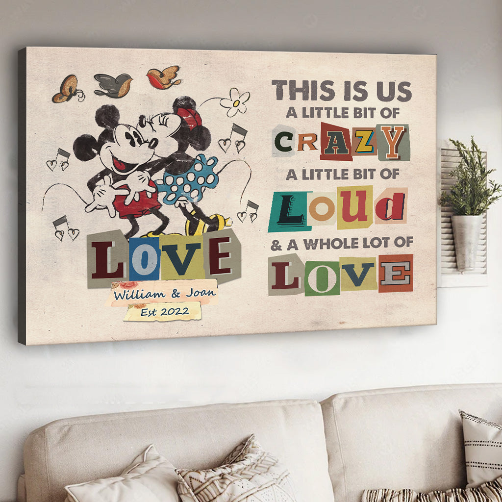 Personalized Disney Couple Canvas Print Custom Name Gift