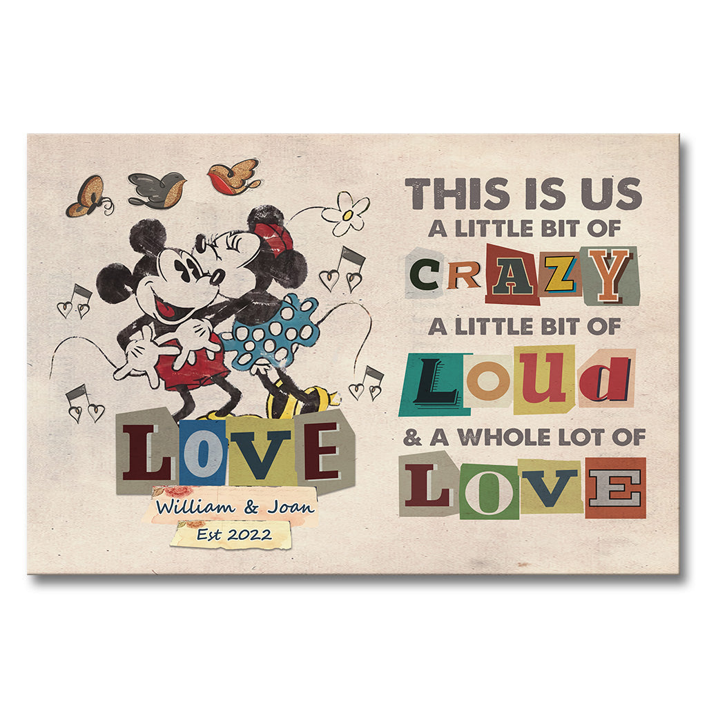 Personalized Disney Couple Canvas Print Custom Name Gift