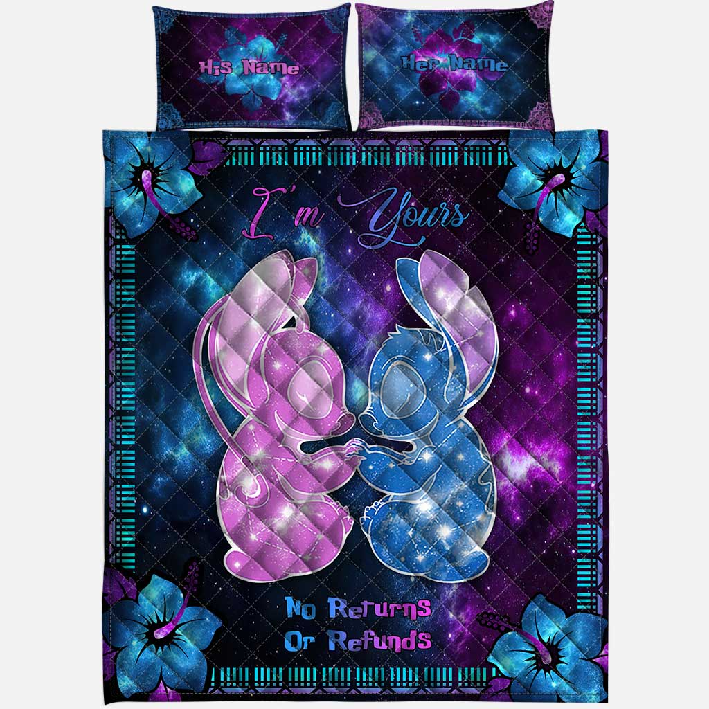 Personalized Galaxy Ohana Quilt Set Custom Names Gift for Couples