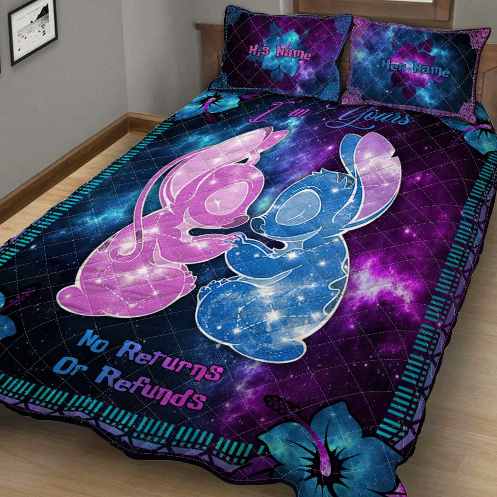 Personalized Galaxy Ohana Quilt Set Custom Names Gift for Couples
