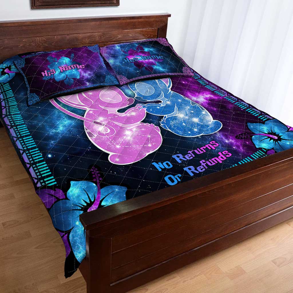 Personalized Galaxy Ohana Quilt Set Custom Names Gift for Couples