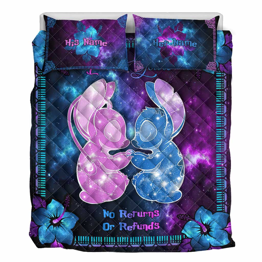 Personalized Galaxy Ohana Quilt Set Custom Names Gift for Couples