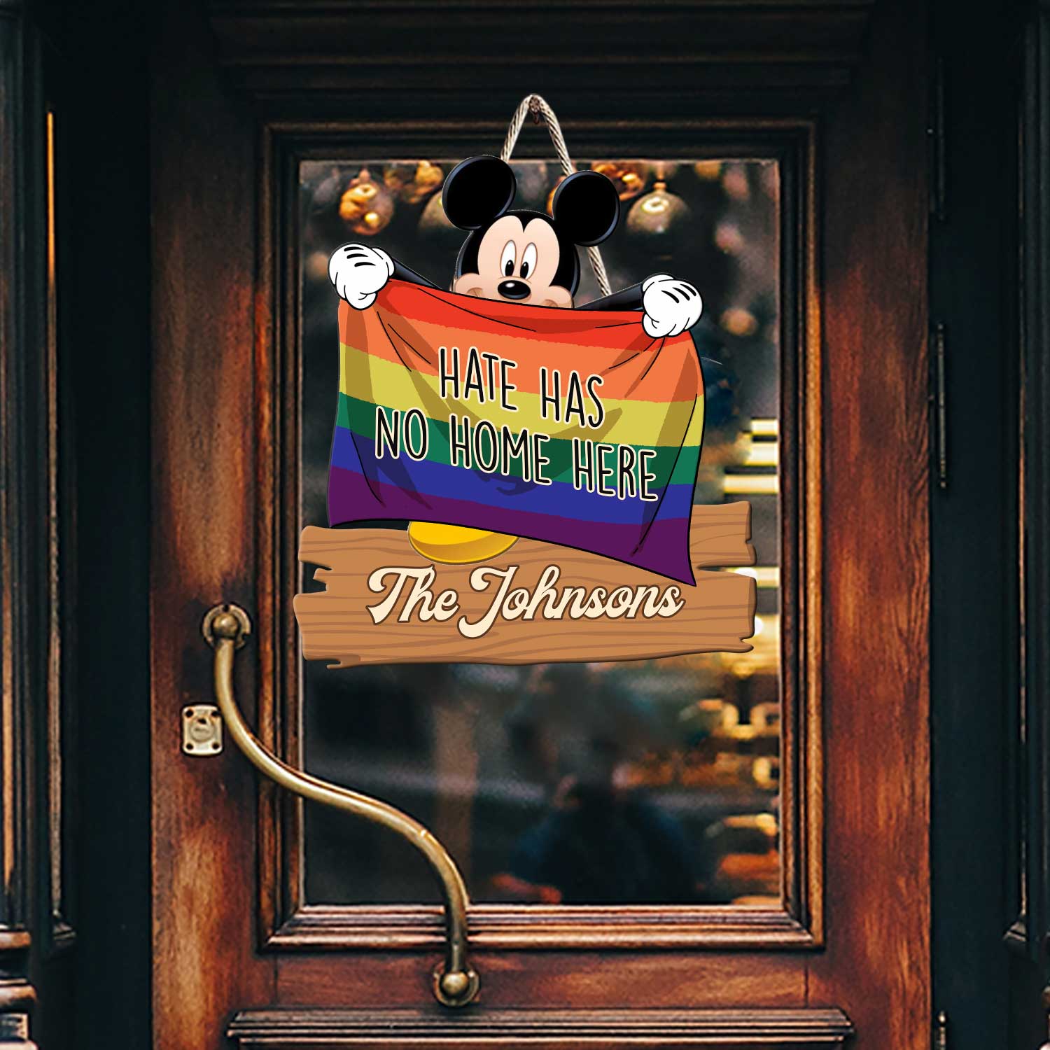 Personalized LGBT Support Wood Sign Custom Family Name Gift