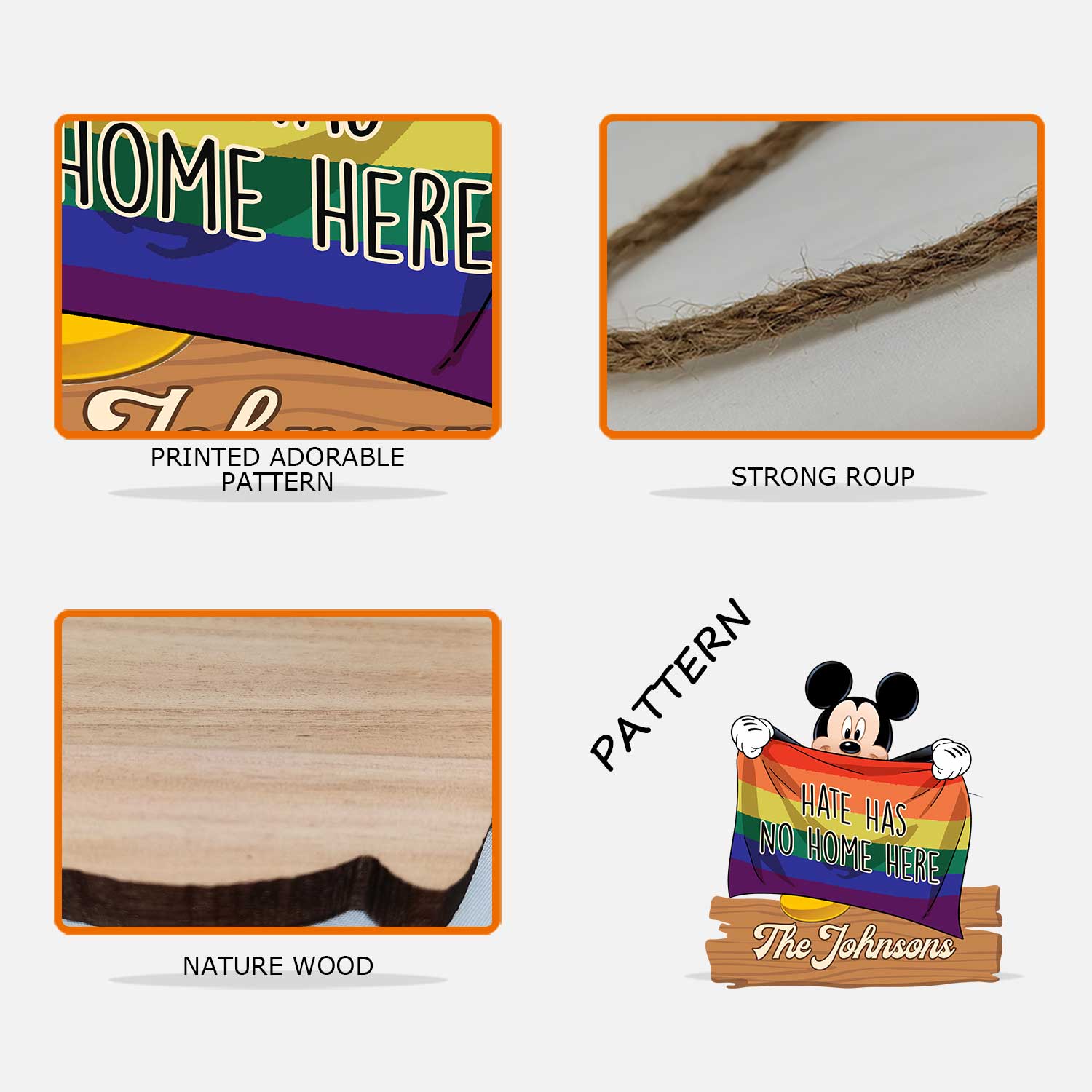Personalized LGBT Support Wood Sign Custom Family Name Gift