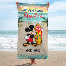 Load image into Gallery viewer, Personalized Beach Towel with Mickey Mouse Design for Vacation

