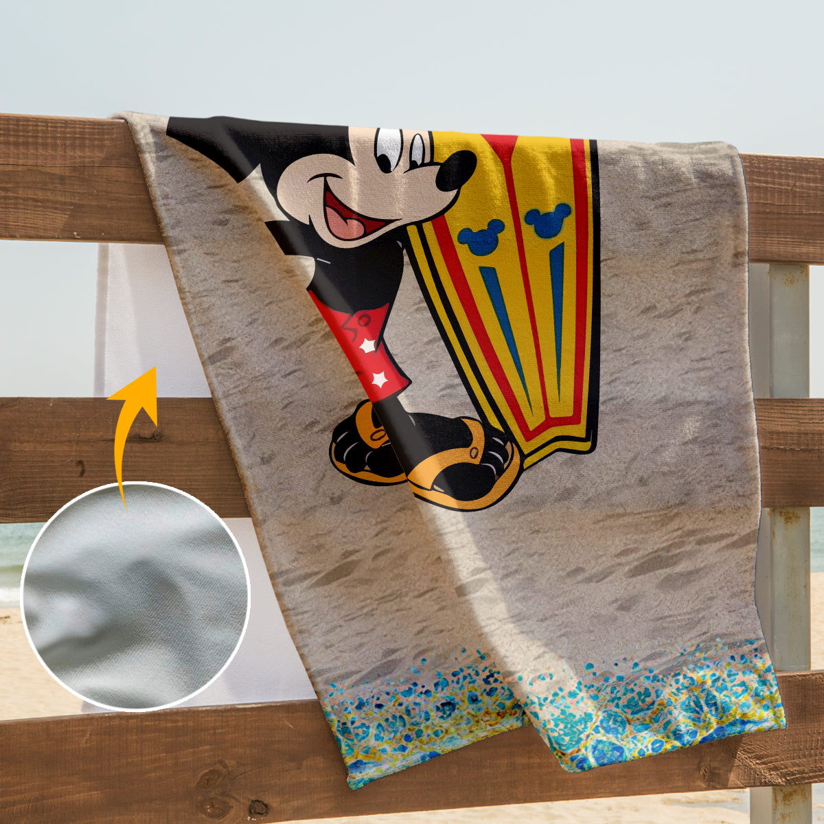 Personalized Beach Towel with Mickey Mouse Design for Vacation
