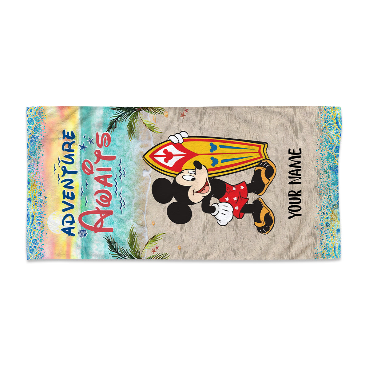 Personalized Beach Towel with Mickey Mouse Design for Vacation