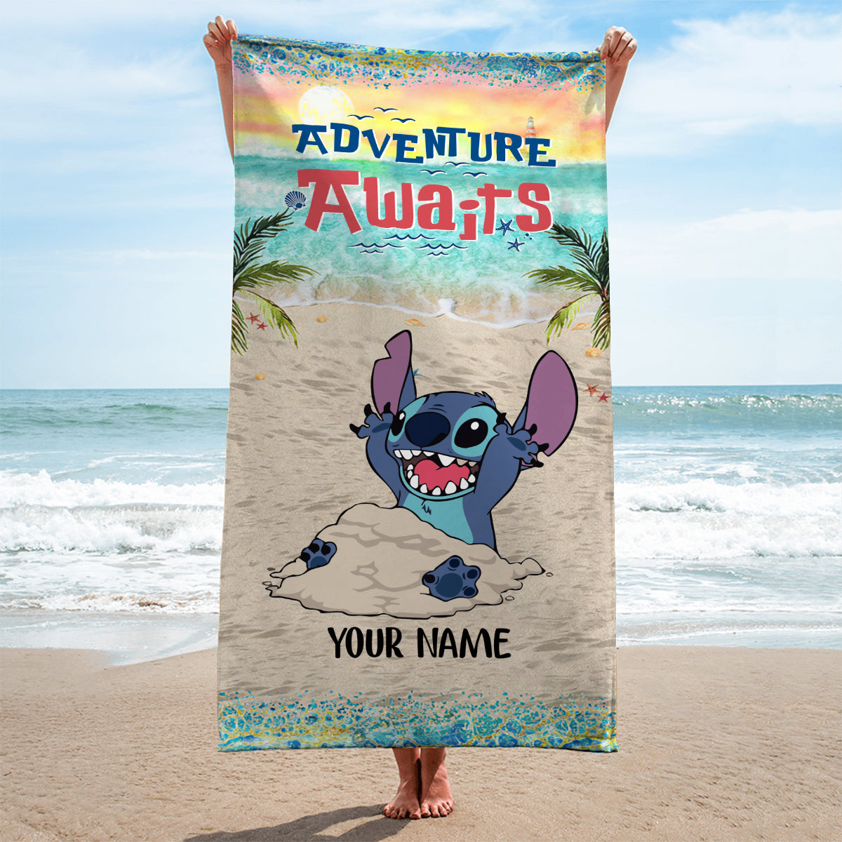 Personalized Ohana Beach Towel Custom Name Gift for Summer Fun