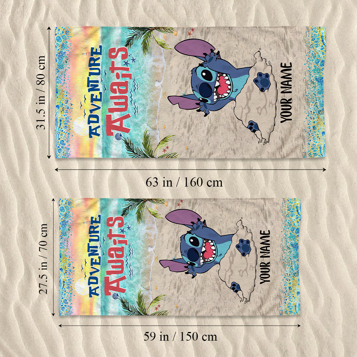 Personalized Ohana Beach Towel Custom Name Gift for Summer Fun