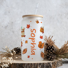 Load image into Gallery viewer, Personalized Fall Can Glass with Straw Custom Name Gift
