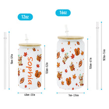 Load image into Gallery viewer, Personalized Fall Can Glass with Straw Custom Name Gift
