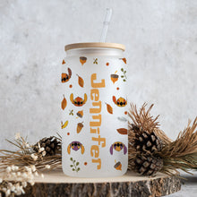 Load image into Gallery viewer, Personalized Ohana Glass Can with Straw Custom Name Gift for Fall
