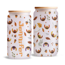 Load image into Gallery viewer, Personalized Ohana Glass Can with Straw Custom Name Gift for Fall
