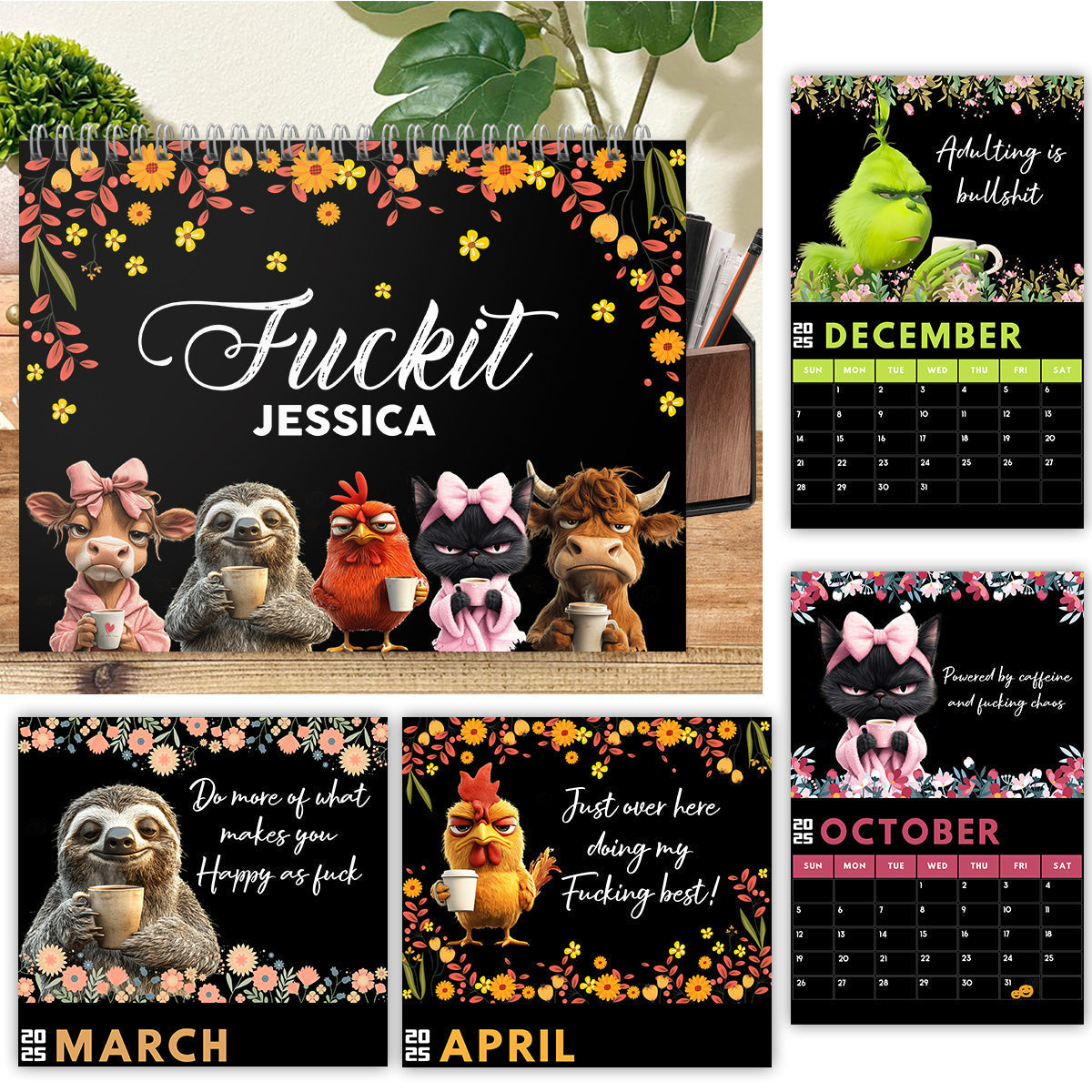 Personalized Funny Affirmation Wall Calendar Custom Name Gift for Colleague