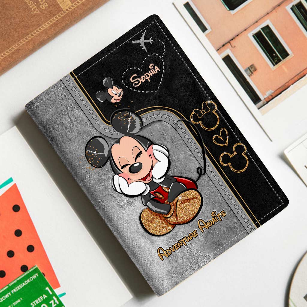 Personalized Mickey Mouse Passport Holder Custom Name Gift for Travel