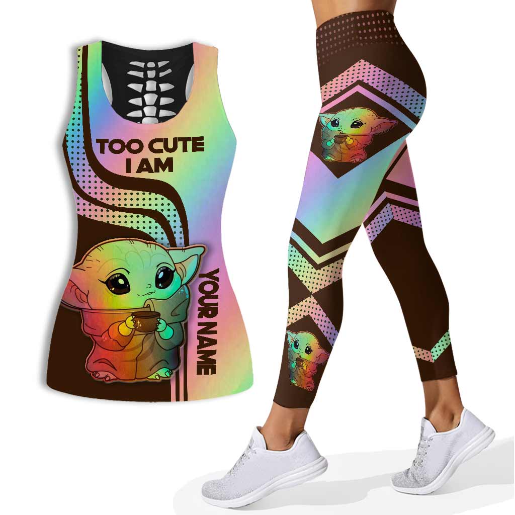 Personalized Hollow Tank Top & Leggings Custom Name Gift for Mom